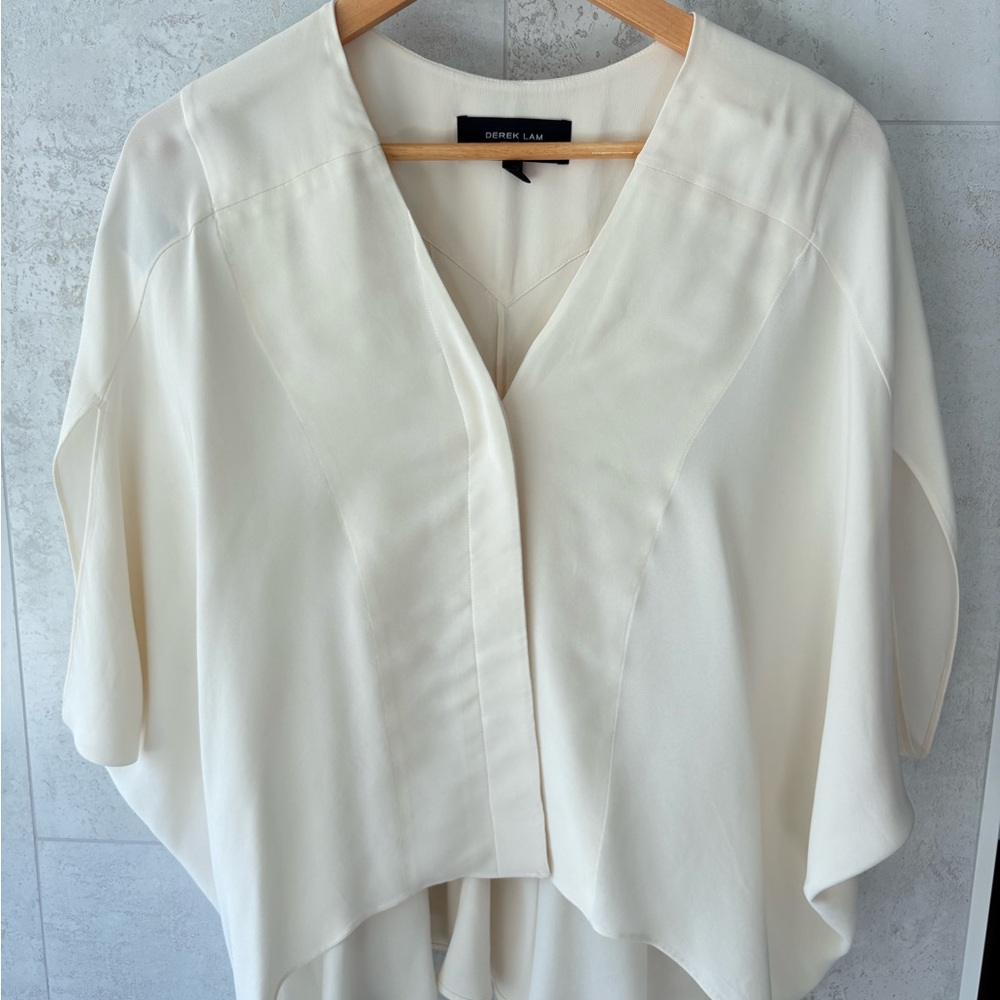 Derek Lam Cream Dolman Sleeve Blouse with Mandarin Collar